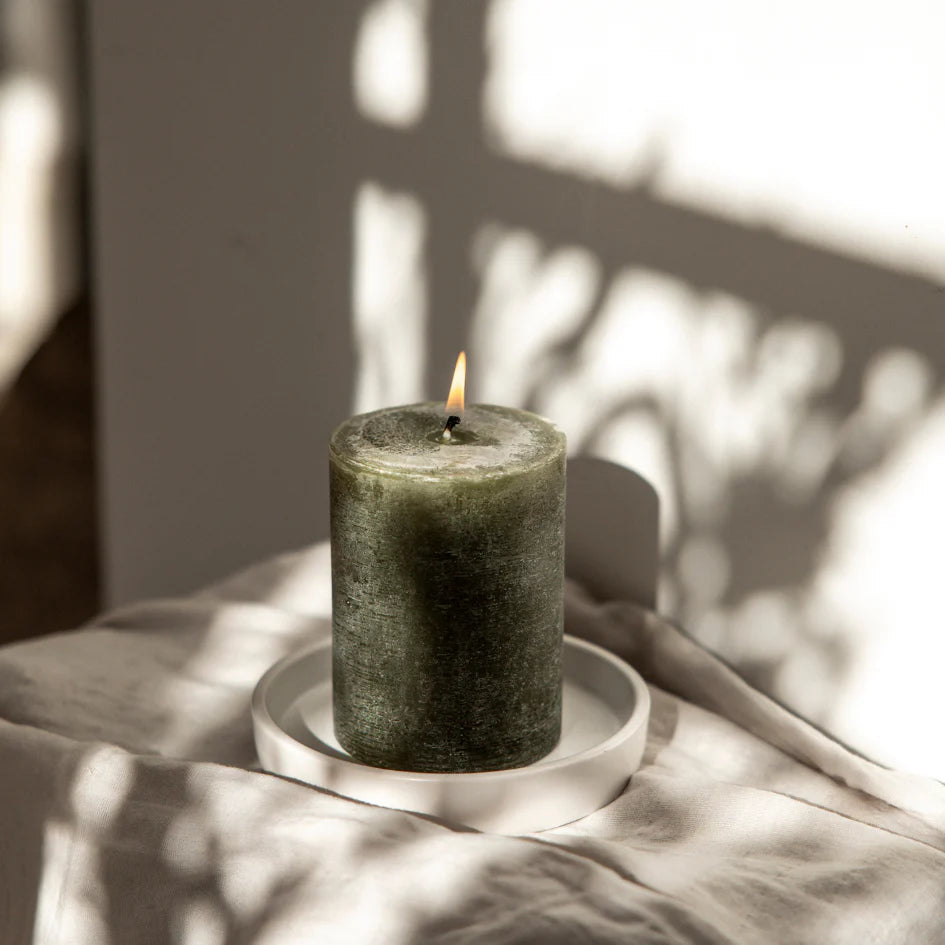 St Eval Granite & Moss Pillar Candle
