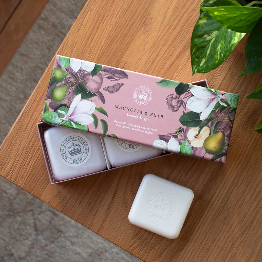 English Soap Company X Kew magnolia & Pear 3 Soap Box