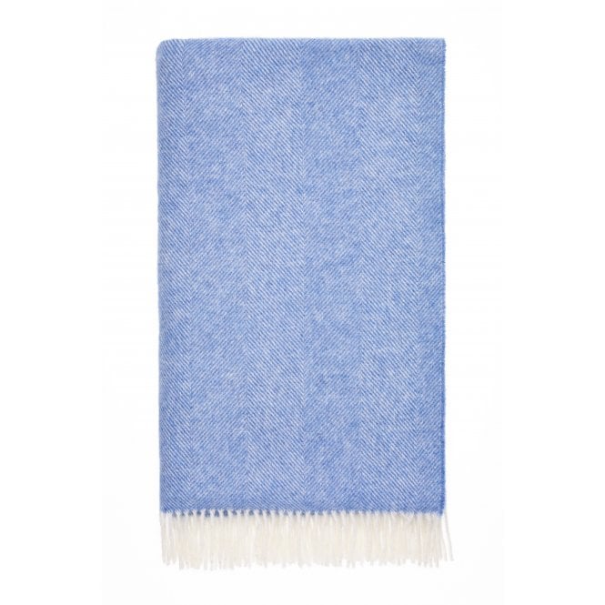Herringbone Peacock Blue Throw