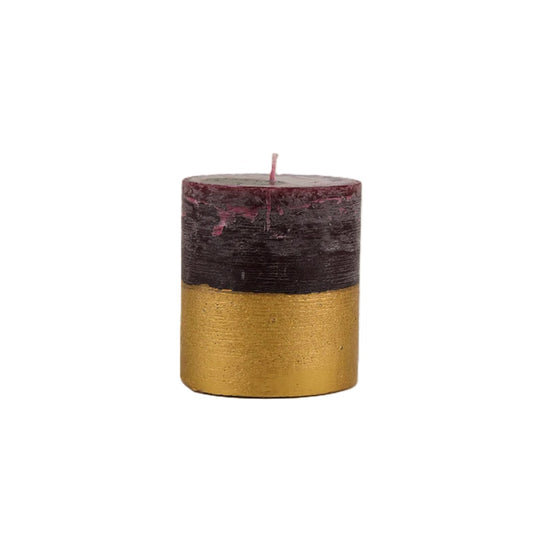 St Eval Figgy Pudding Gold Half Dipped Pillar Candle