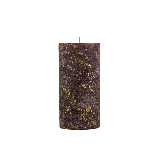 St Eval Figgy Pudding Gold Marbled Pillar Candle