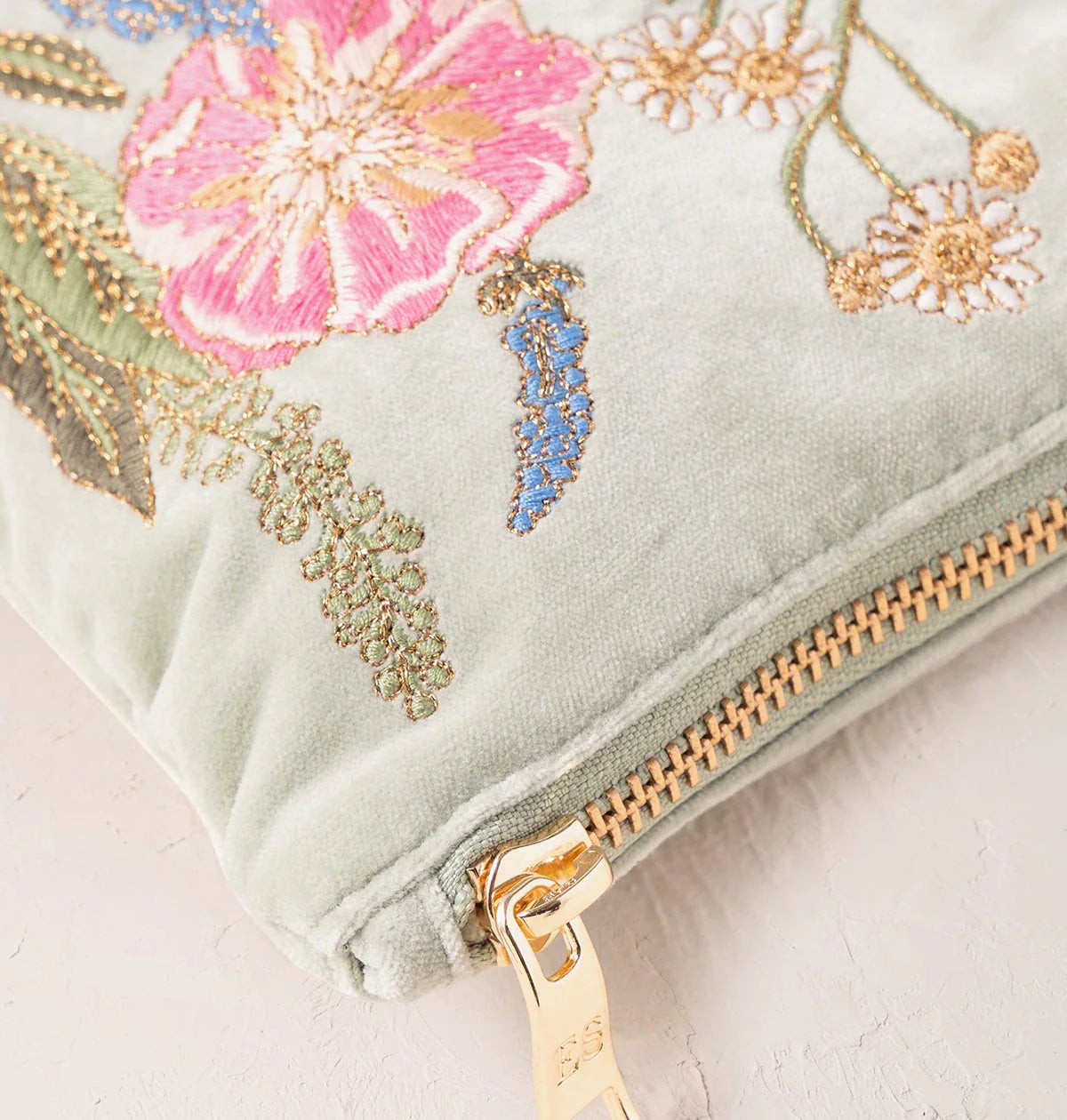 Elizabeth Scarlett Pressed Flower Pouch Sage