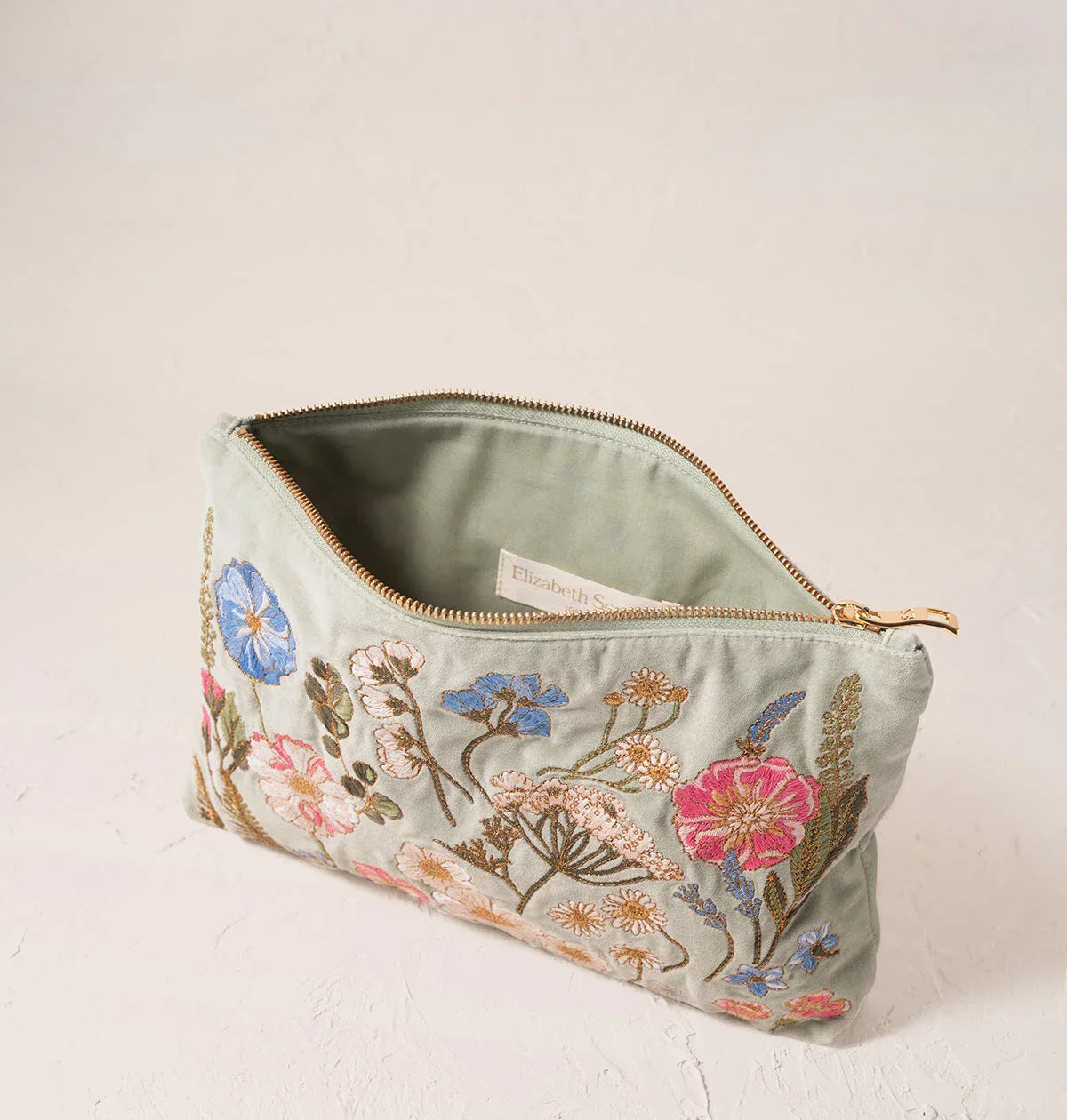 Elizabeth Scarlett Pressed Flower Pouch Sage