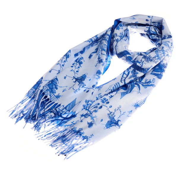 Chinoiserie Blue Pashmina