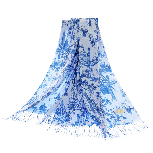 Chinoiserie Blue Pashmina