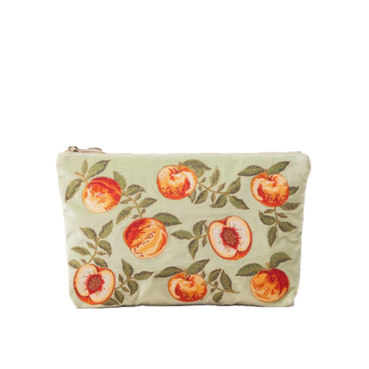 Elizabeth Scarlett Peach Velvet Pouch - Celadon