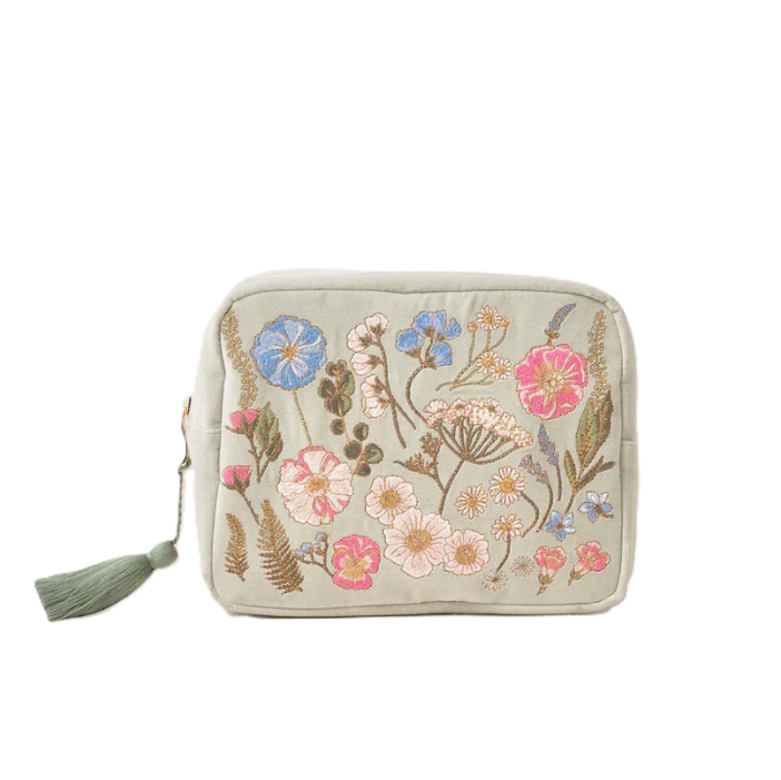 Elizabeth Scarlett Pressed Flower Wash Bag Sage