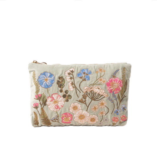 Elizabeth Scarlett Pressed Flower Pouch Sage