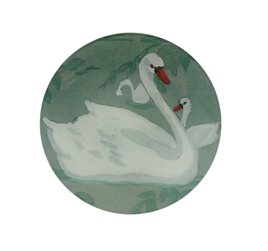 John Derian Swan  5/14 Inch Round Glass Plate
